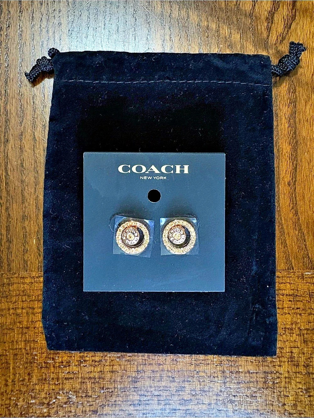 Coach Open Circle Halo Stud Earrings Rose Gold - Picture 2 of 6